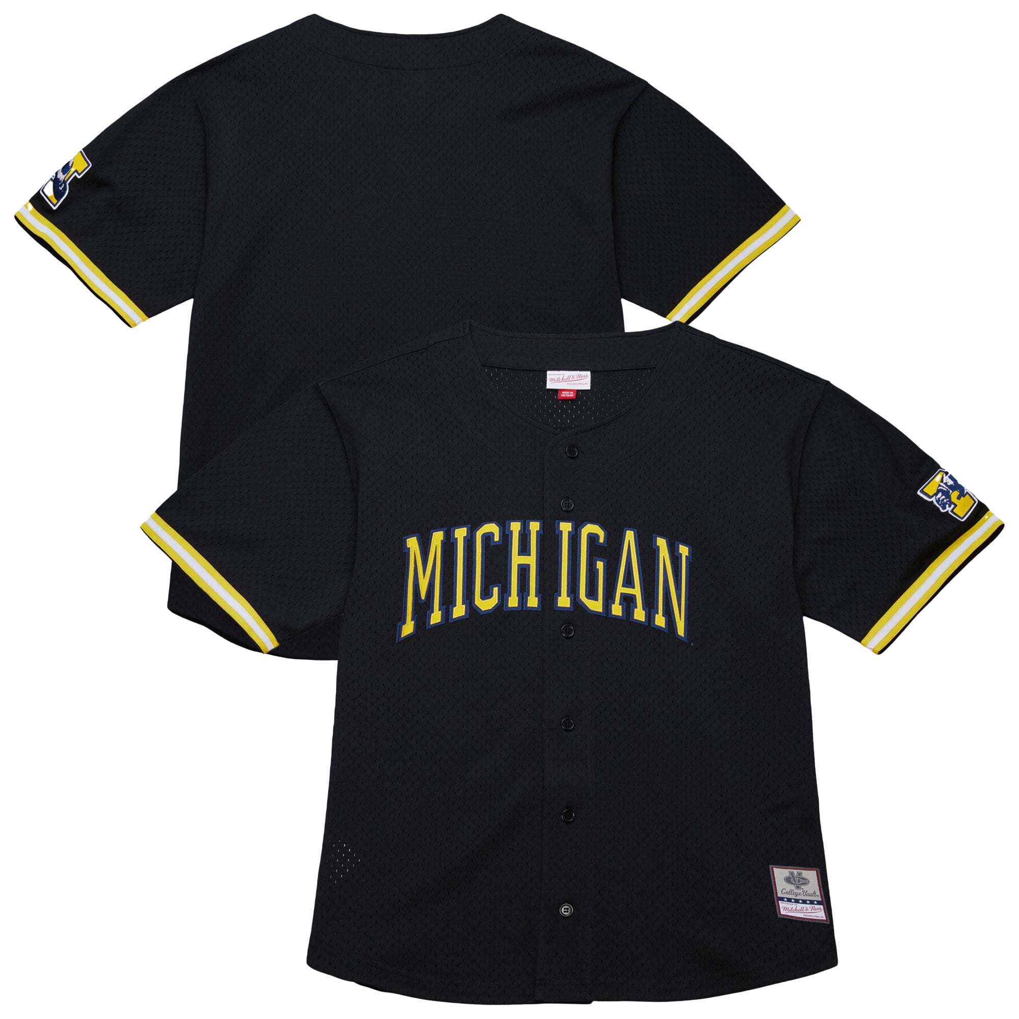 Michigan Wolverines Mitchell & Ness On The Clock Full-Button Fashion Jersey - Black