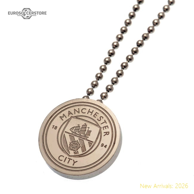 Official Manchester City Fc Stainless Steel Pendant & Chain - Premium