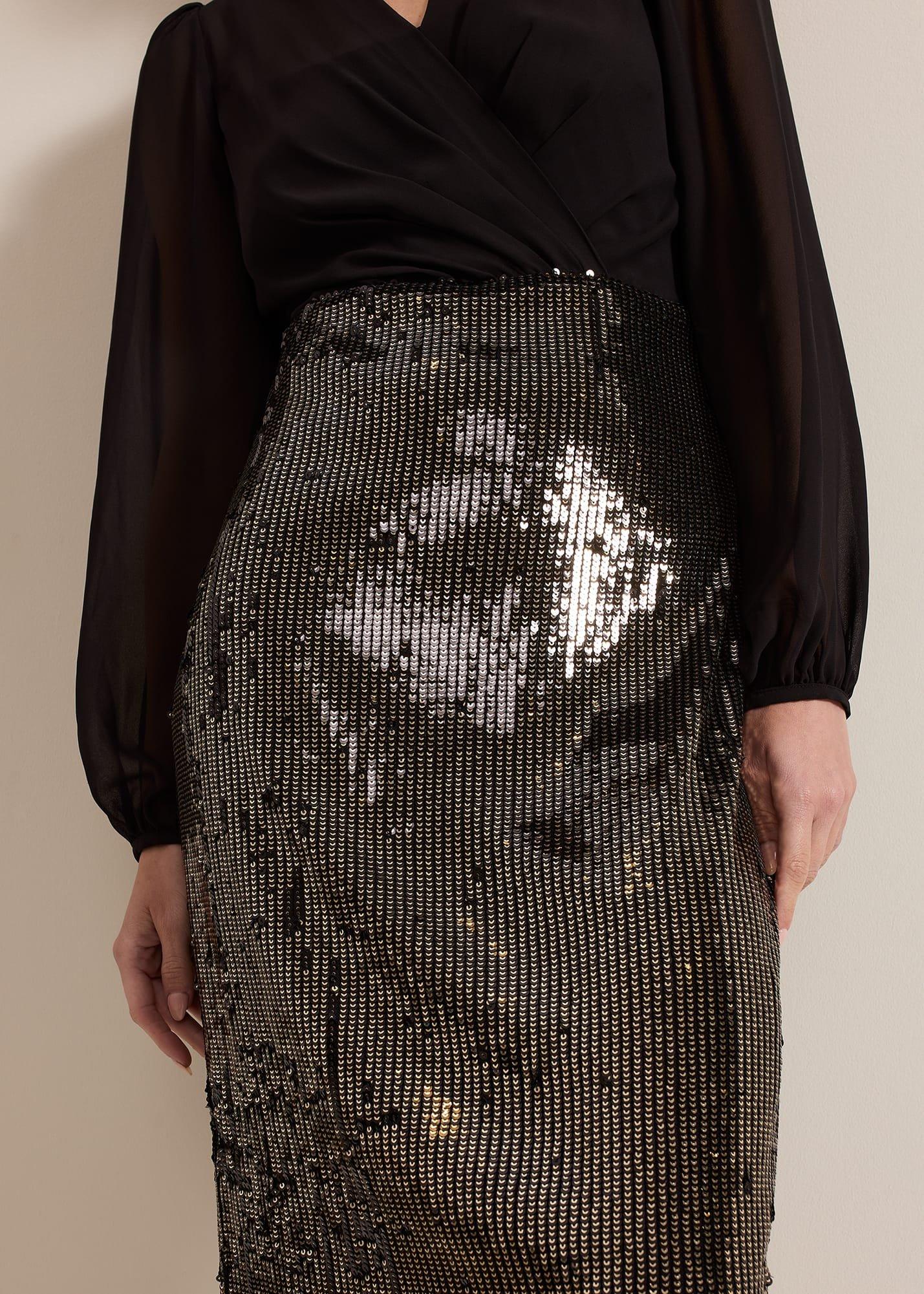 Petite Aniya Sequin Long Sleeve Dress