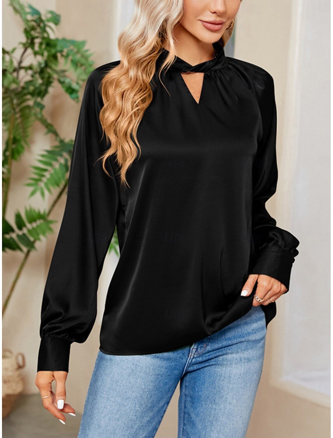 Women's Satin Shirt Blouse Party Work Ladies Stylish Long Sleeve Fall Winter