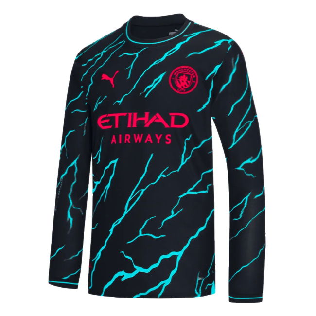 Durable Material Football Man City Long Sleeve Third Shirt De Bruy...