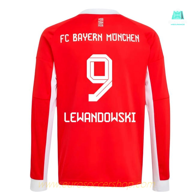 2025-2026 Bayern Munich Long Sleeve Home Shirt (Kids) (Lewandowski 9)