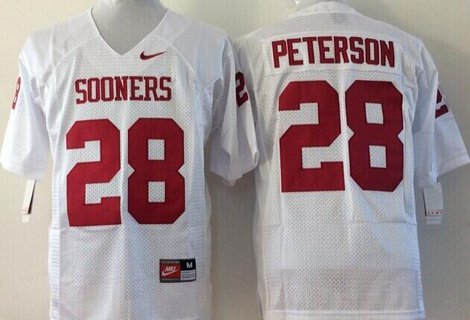 Men's Oklahoma OU White 2024 official Adrian Peterson #28 performance