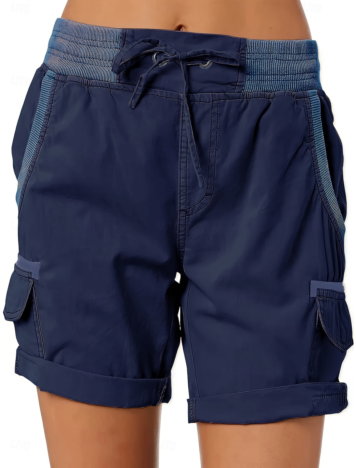 Women's Bermuda shorts Drawstring Elastic Waist Ripstop Quick Dry Multi Pockets Blue Light Blue Dark Khaki grey blue Summer Spring