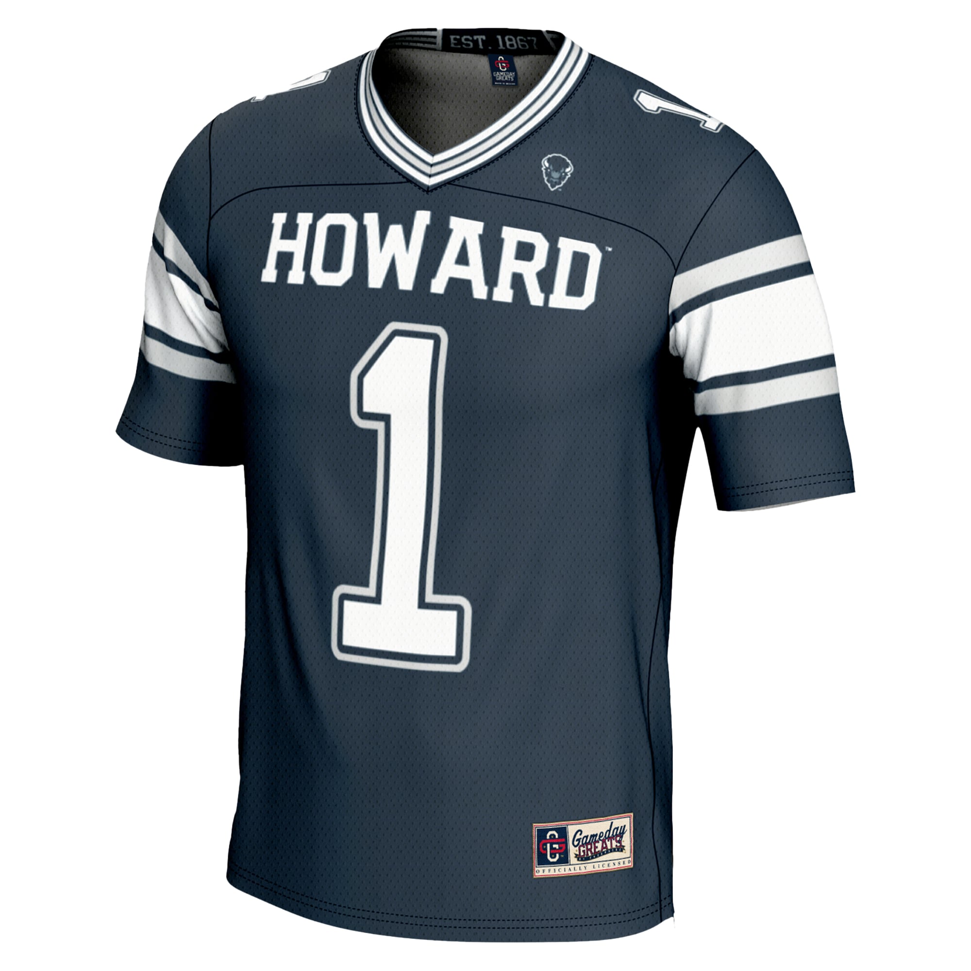 Men's #1 Navy Howard Bison Endzone Football Jersey