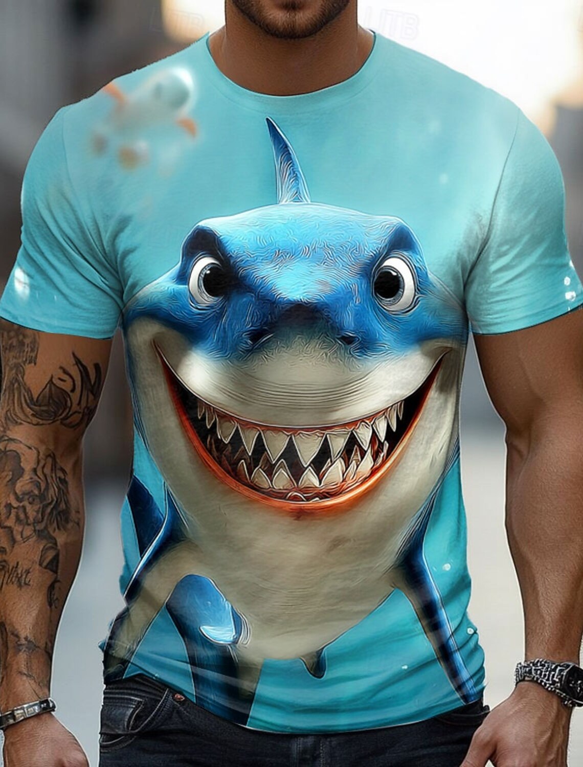 Men's Rabbit Rooster Funny T Shirt Short Sleeve 3D Print Crew Neck