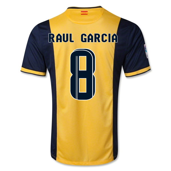 Official 13-14 Atletico Madrid 8 Raul Garcia Away Soccer Jersey Shirt