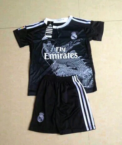 Match Quality Kids Real Madrid 1415 Black Dragon Soccer KitShirtShorts