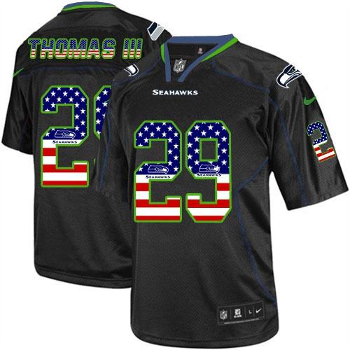 Official NFL W S S Seahawks #29 Earl Thomas Black Elite Jersey