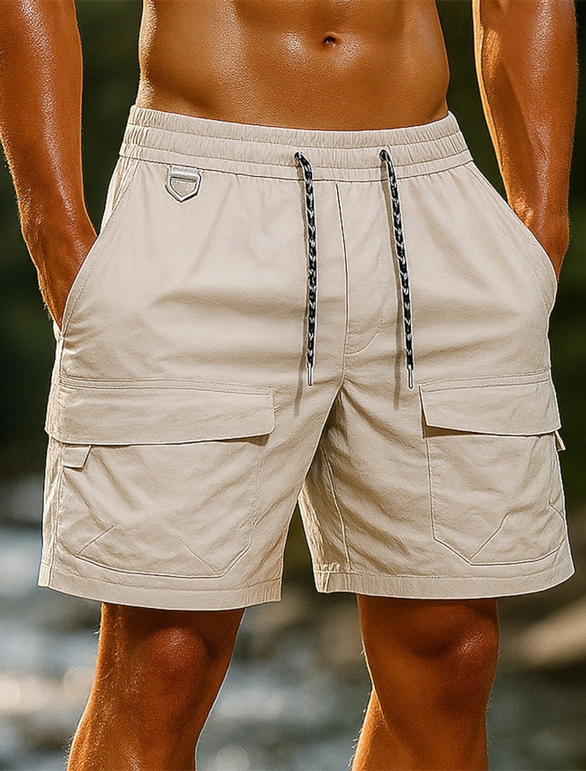 Men's Cargo Shorts Hiking Shorts sport shorts Patchwork Summer Outdoor Regular Fit Quick Dry Lightweight Breathable Shorts Drawstring Pocket Elastic Waist Black Army Green Tennis Golf Running S M L