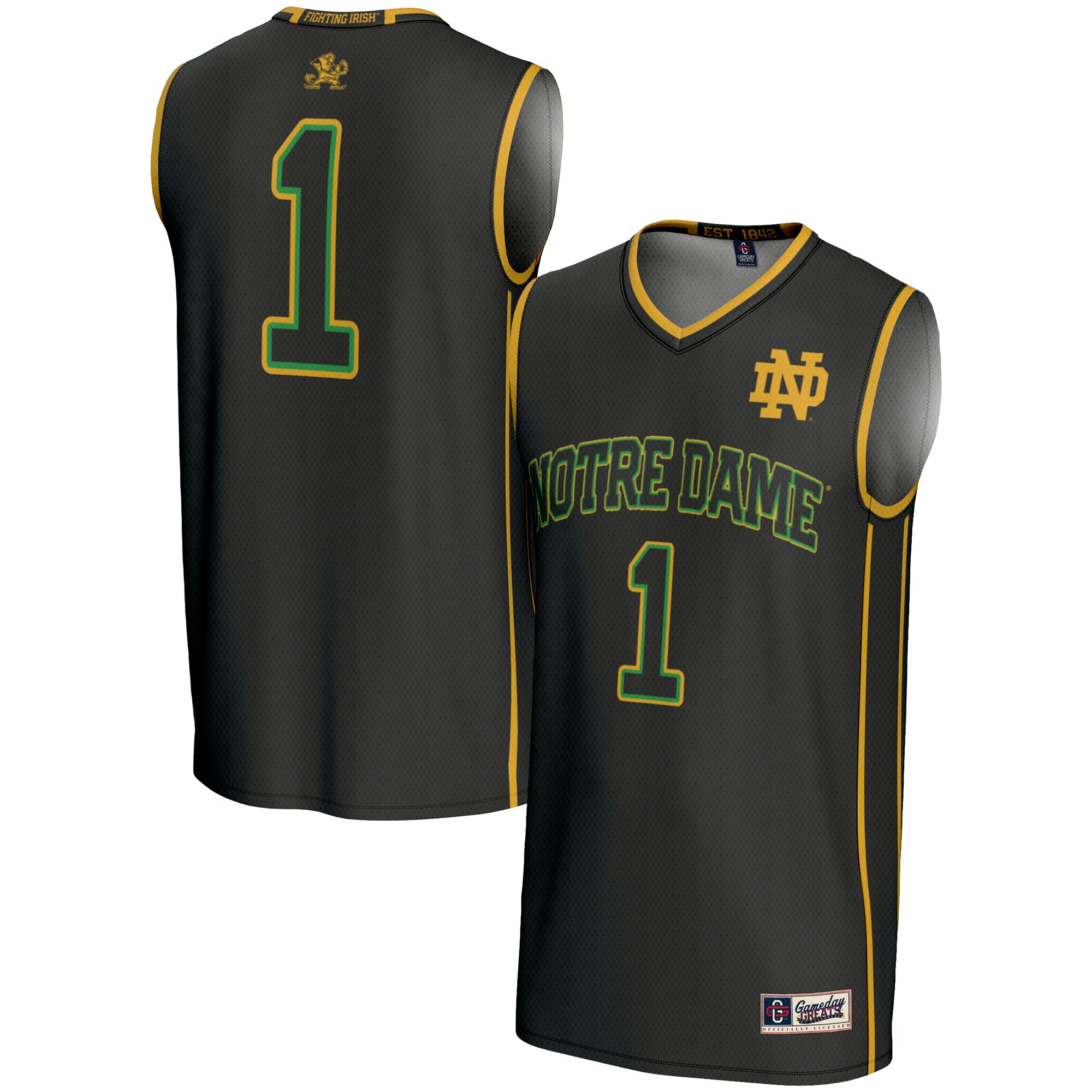 [DDG] Notre Dame Fighting Irish GameDay Greats Youth Lightweight Basketball Jersey - Black