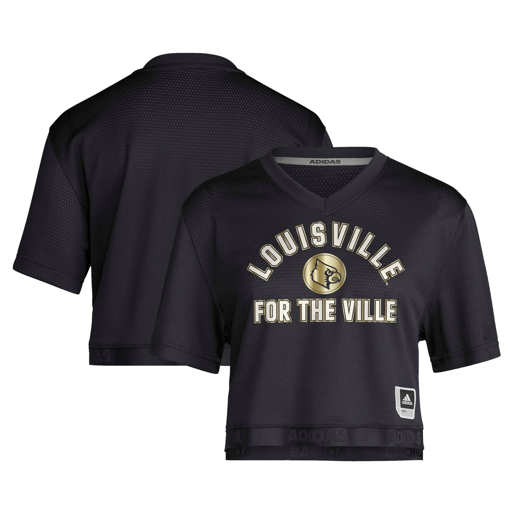 Women's Black Louisville Cardinals Strategy Cropped Football Jersey
