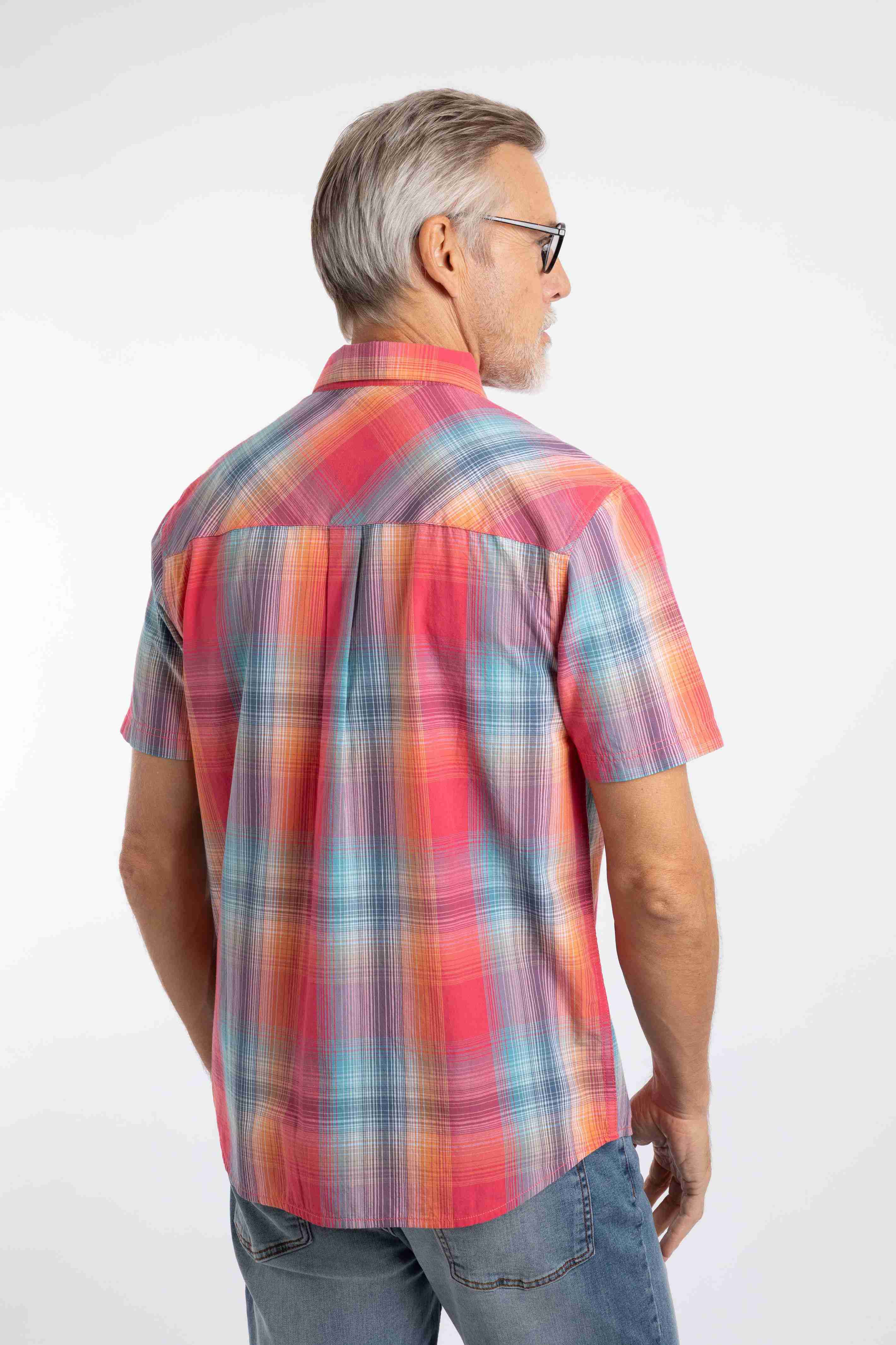 Judd Short Sleeve Check Shirt Flamingo