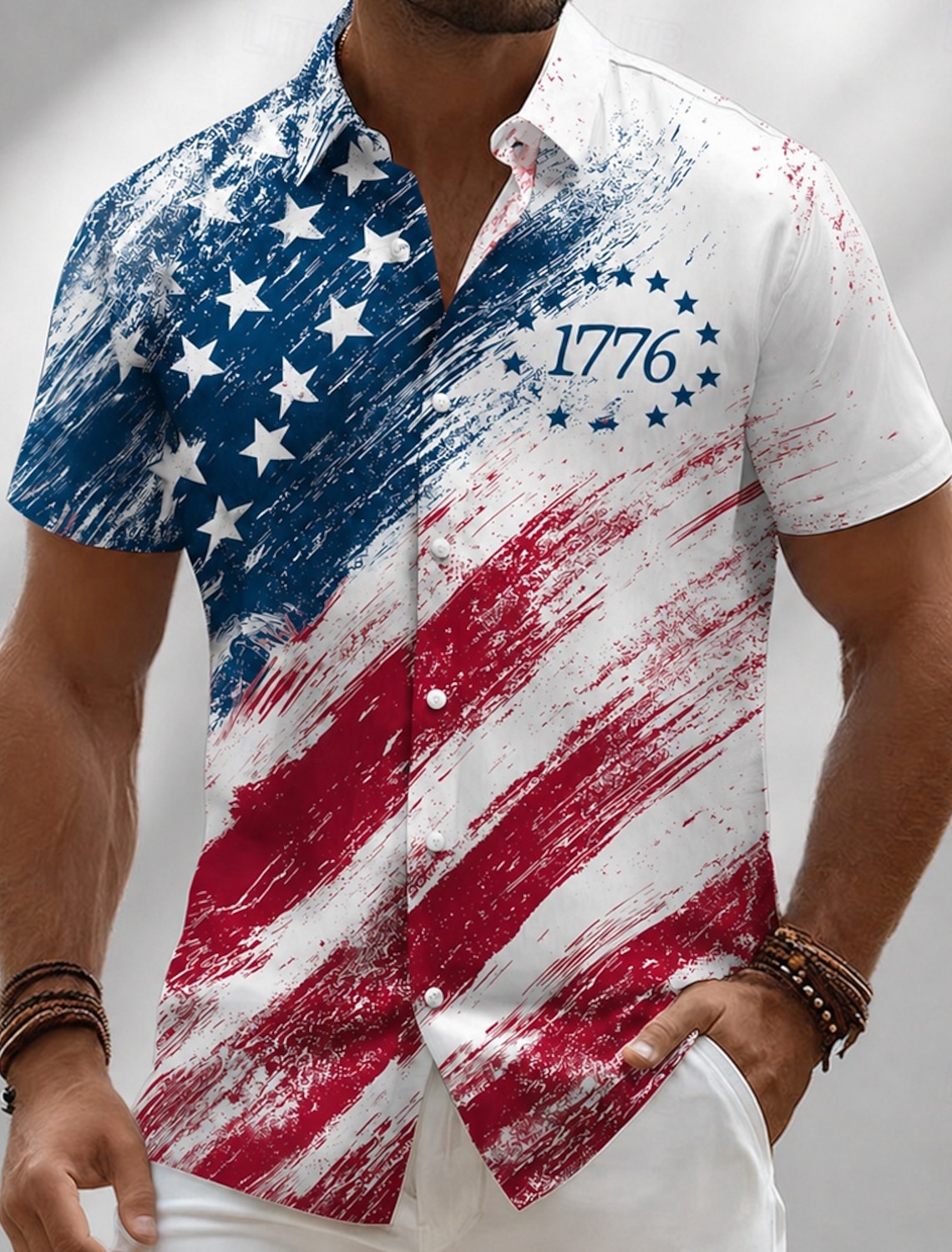 Men's 4th of July U.S. 250th Anniversary Eagle American Flag Shirt Summer Shirt Button Up Shirt Short Sleeve Patriotic Outdoor Holiday Summer Spring Turndown 3D Print Collared Shirts Blue White Red