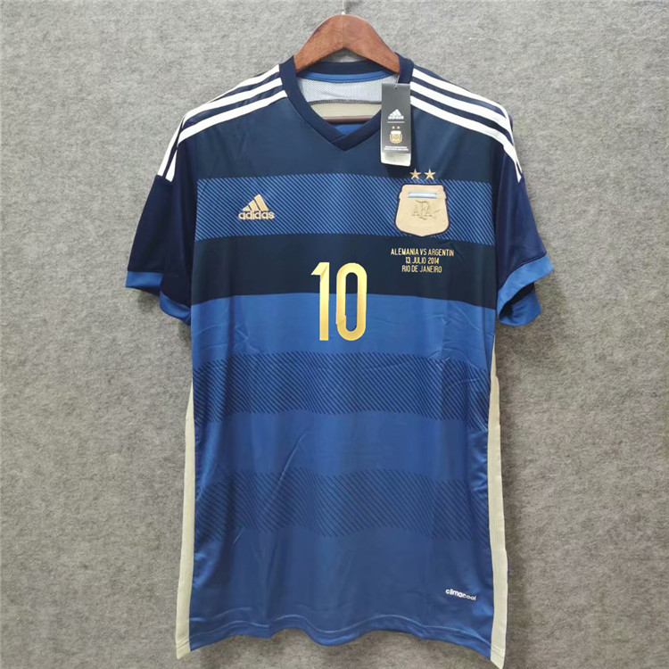 Premium Quality Argentina 2014 World Cup 10 MESSI Away Blue Soccer