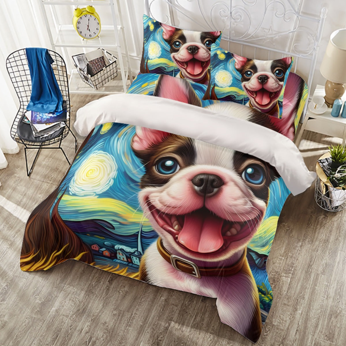 Frenchie-Fan Riley - Duvet Cover Set For Boston Terrier Lovers for Fr...