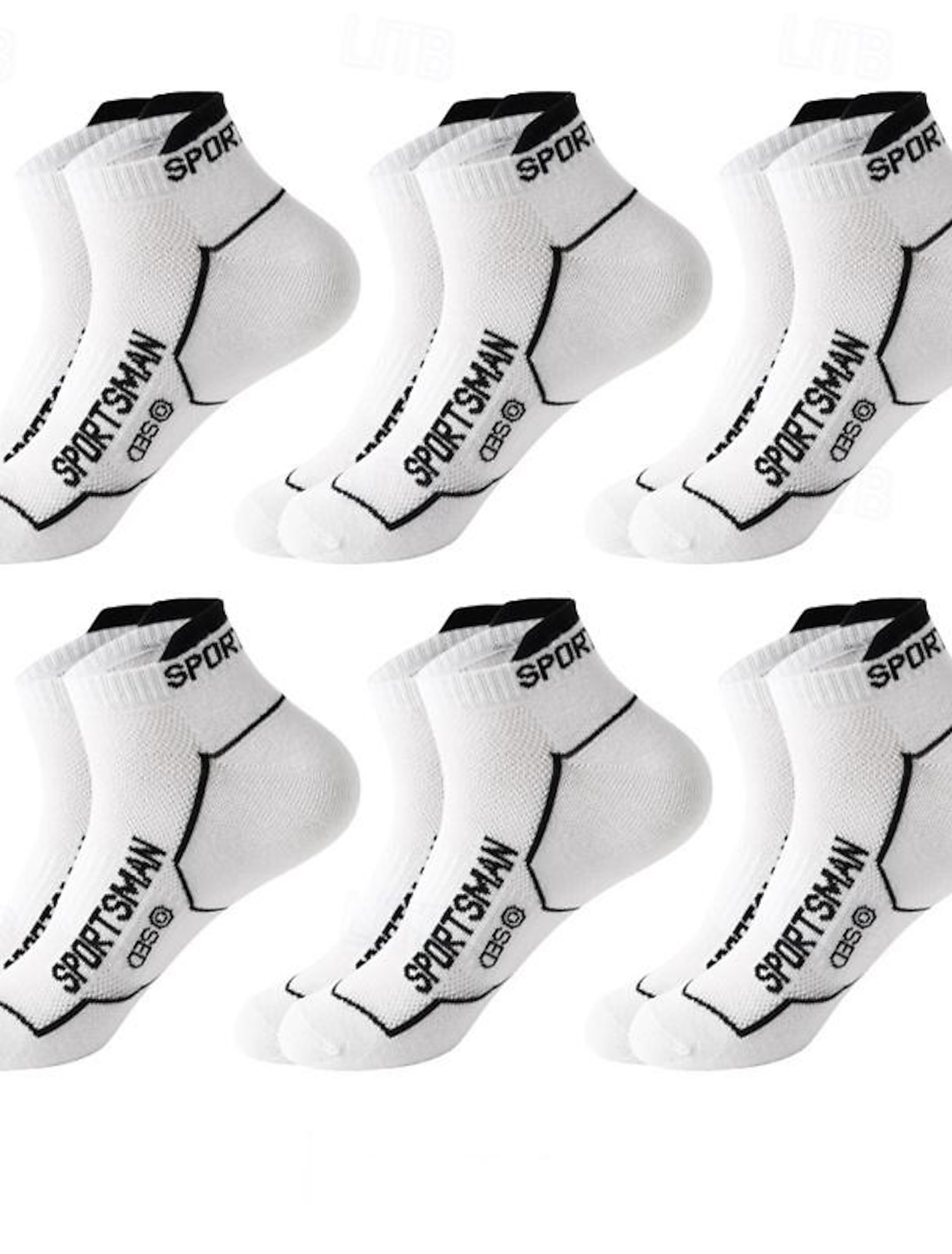 Men's 6 Pack Multi Packs Socks Ankle Low Cut Running Casual Black