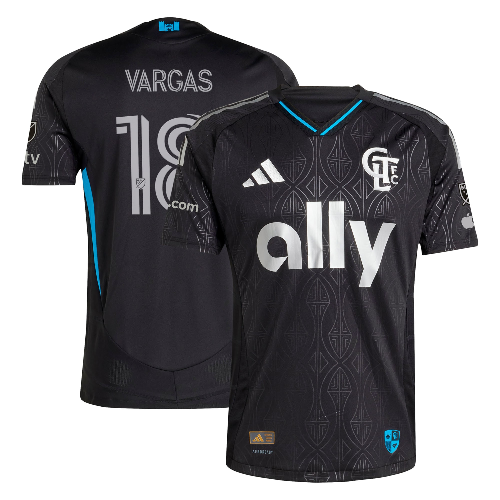 [SJH] Kerwin Vargas Charlotte FC 2025 Fortress Kit On-Field Authentic Jersey - Black