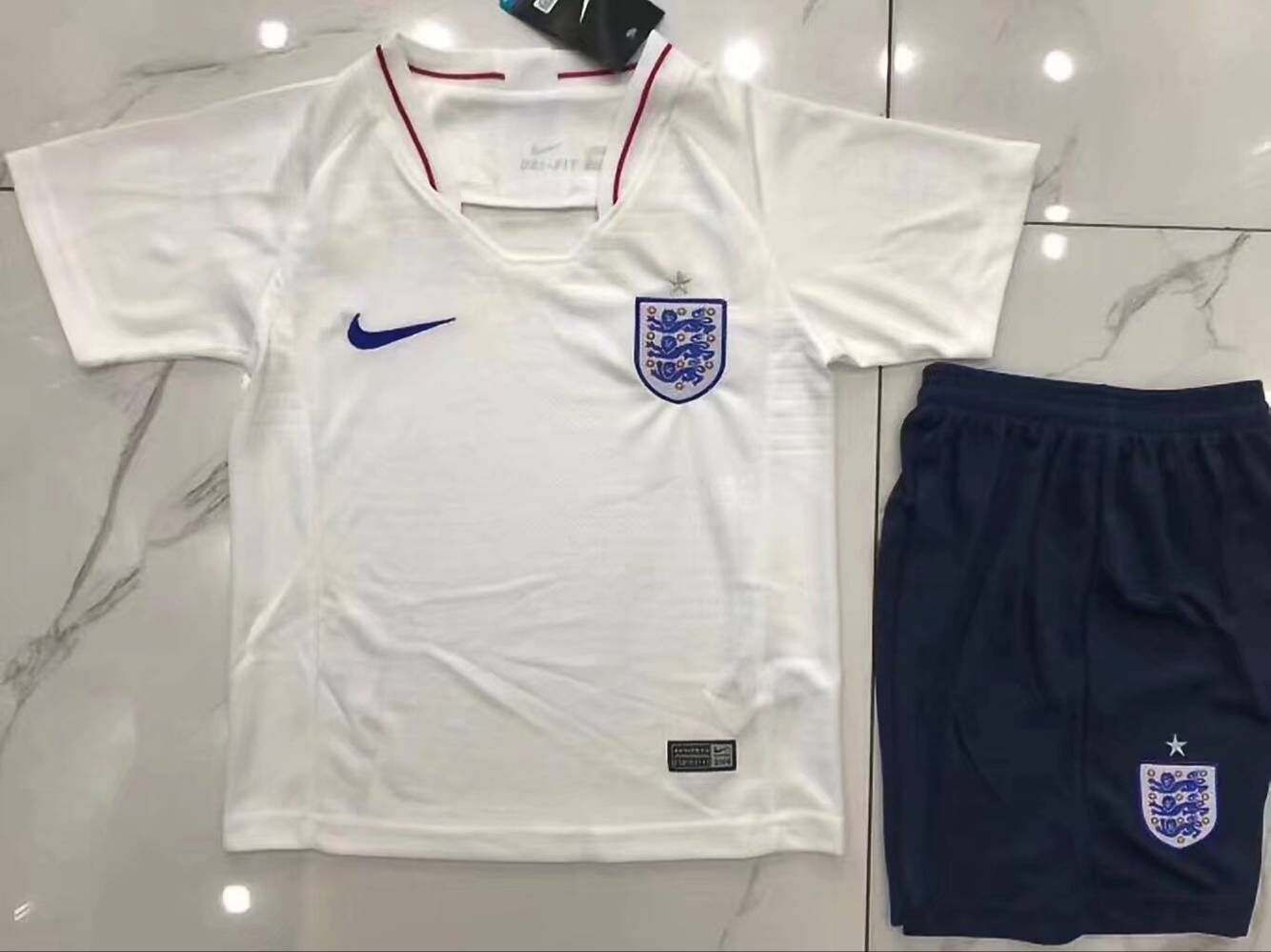 Official Kids England Home 2018 World Cup Soccer KitShirtShorts