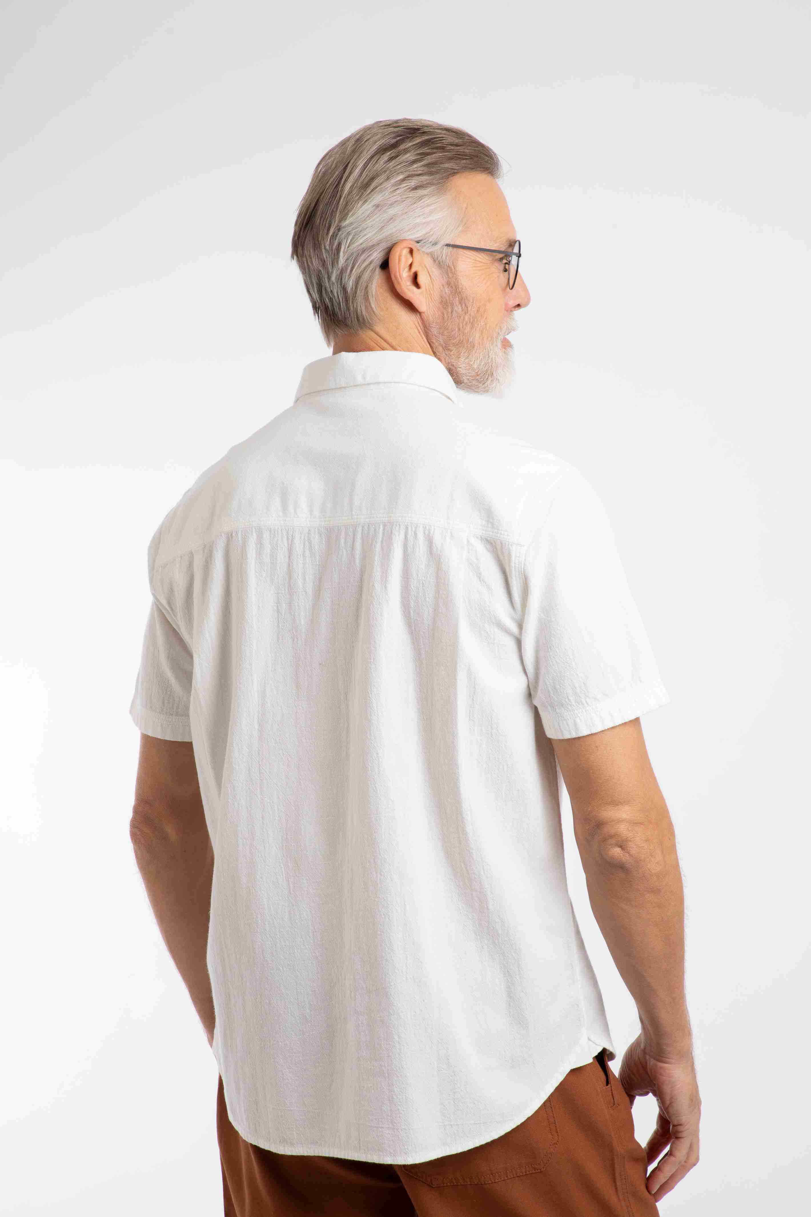 Hinton Textured Crepe Shirt Dusty White