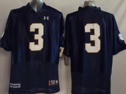 Men's ND Irish Blue 2014 college football Joe Montana #3 moisture