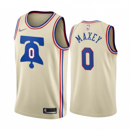 Philadelphia Philadelphia 76ers #0 Tyrese Maxey Cream Womens NBA Swingman 2020-21 Earned Edition Jersey Womens