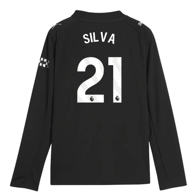Intense Football Man City Long Sleeve Away Shirt Kids Silva #21 Ul...