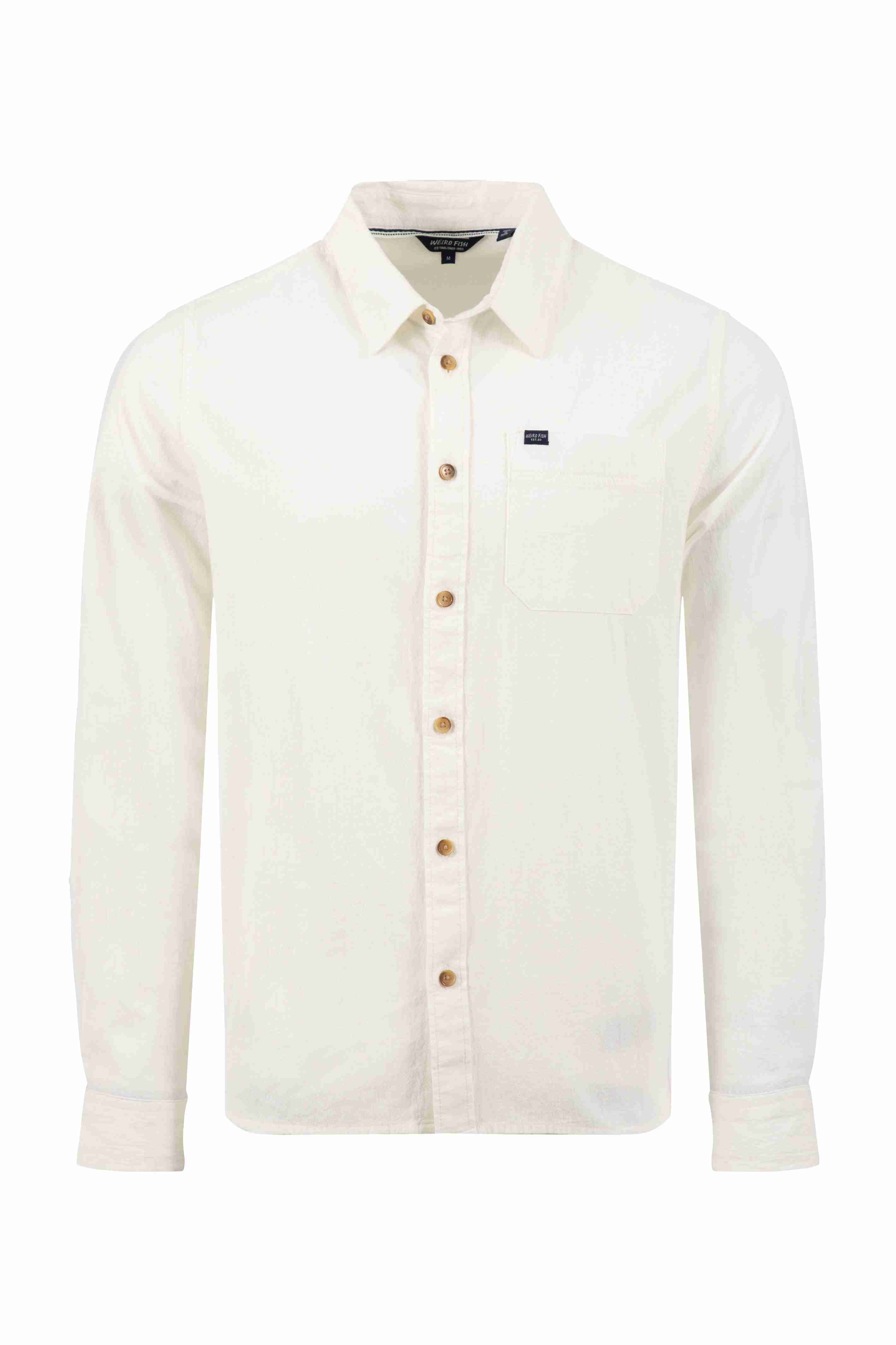 Geoffery Long Sleeve Textured Crepe Shirt Dusty White
