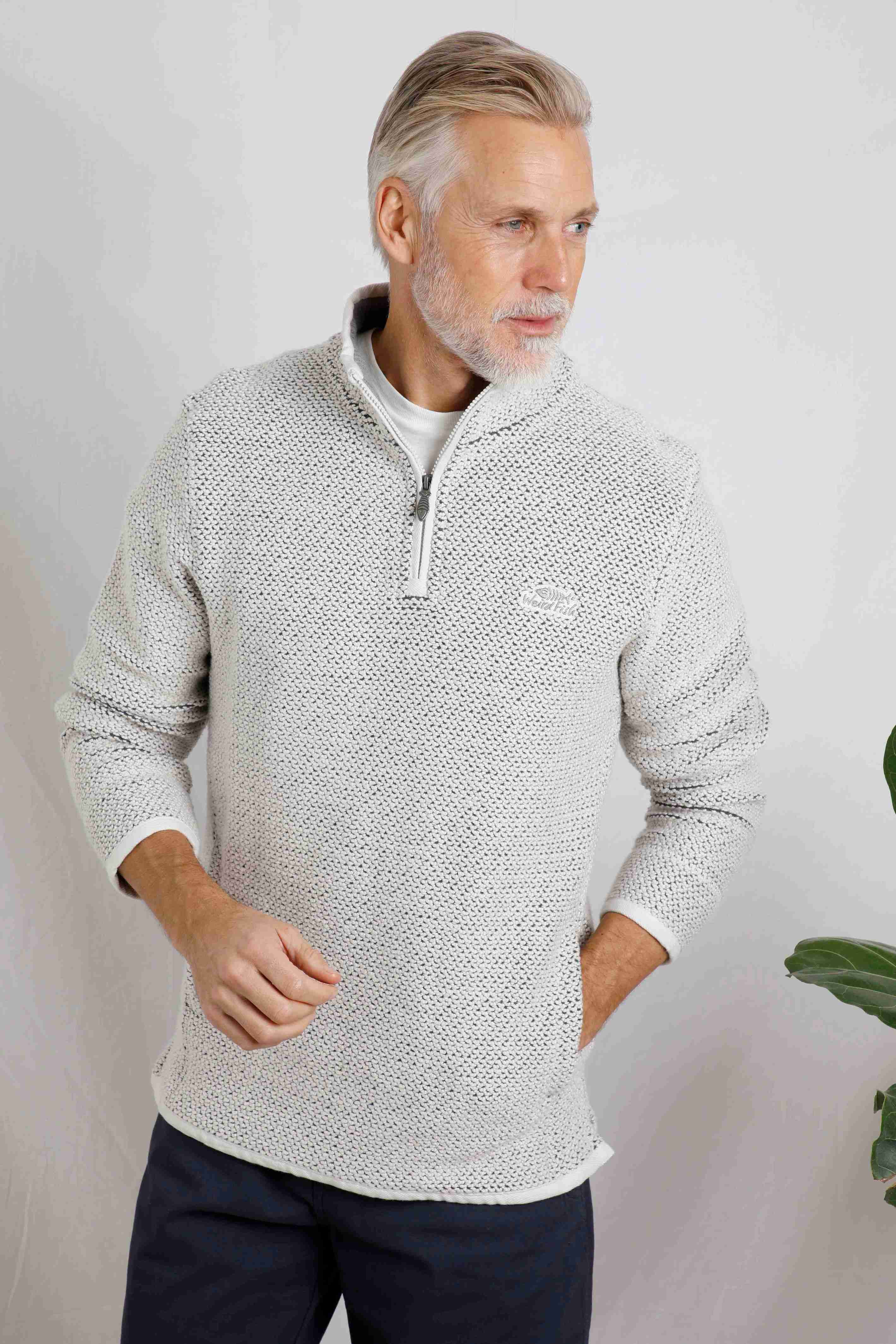 Stern 1/4 Zip Macaroni Sweatshirt Ecru