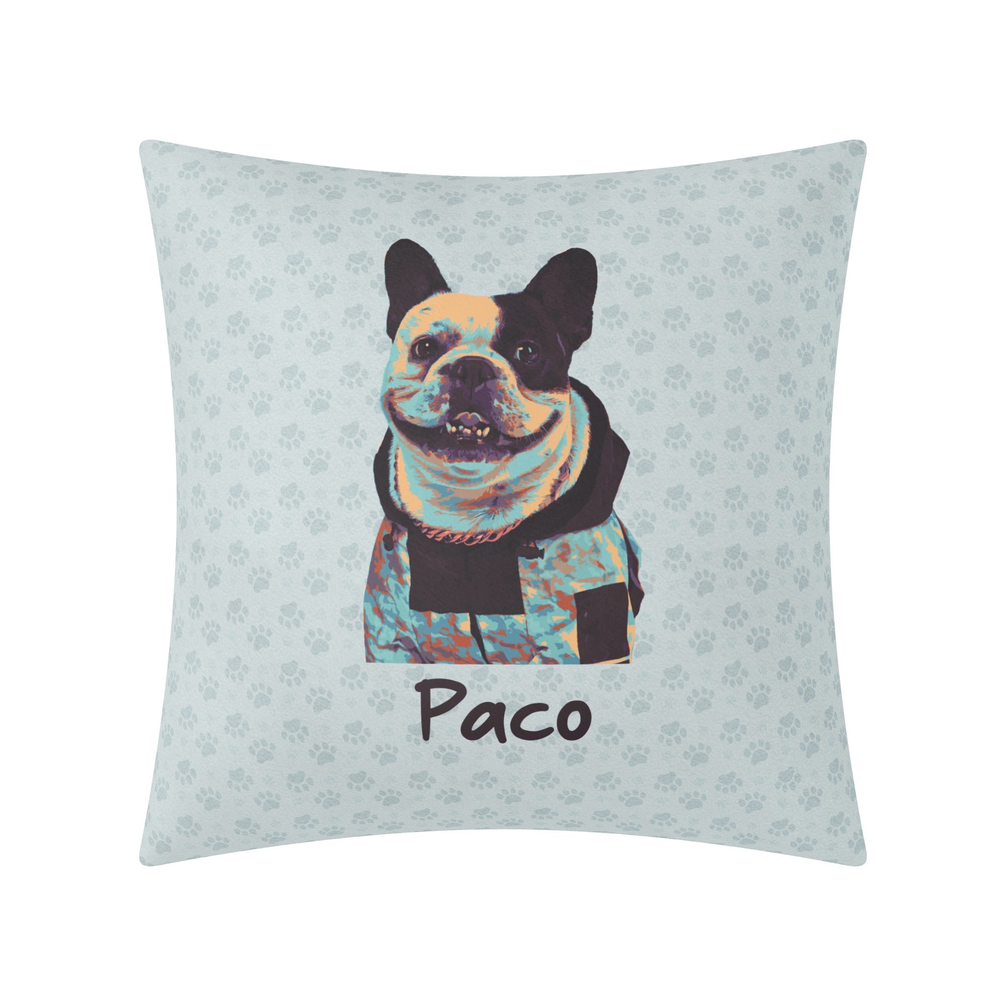 French Bulldog Custom Pillow With Frenchie Photo Watercolor Style Durable Dog Item