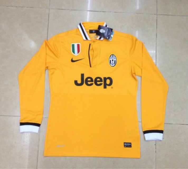 13-14 Juventus Away Yellow Long Sleeve Jersey Shirt - Official