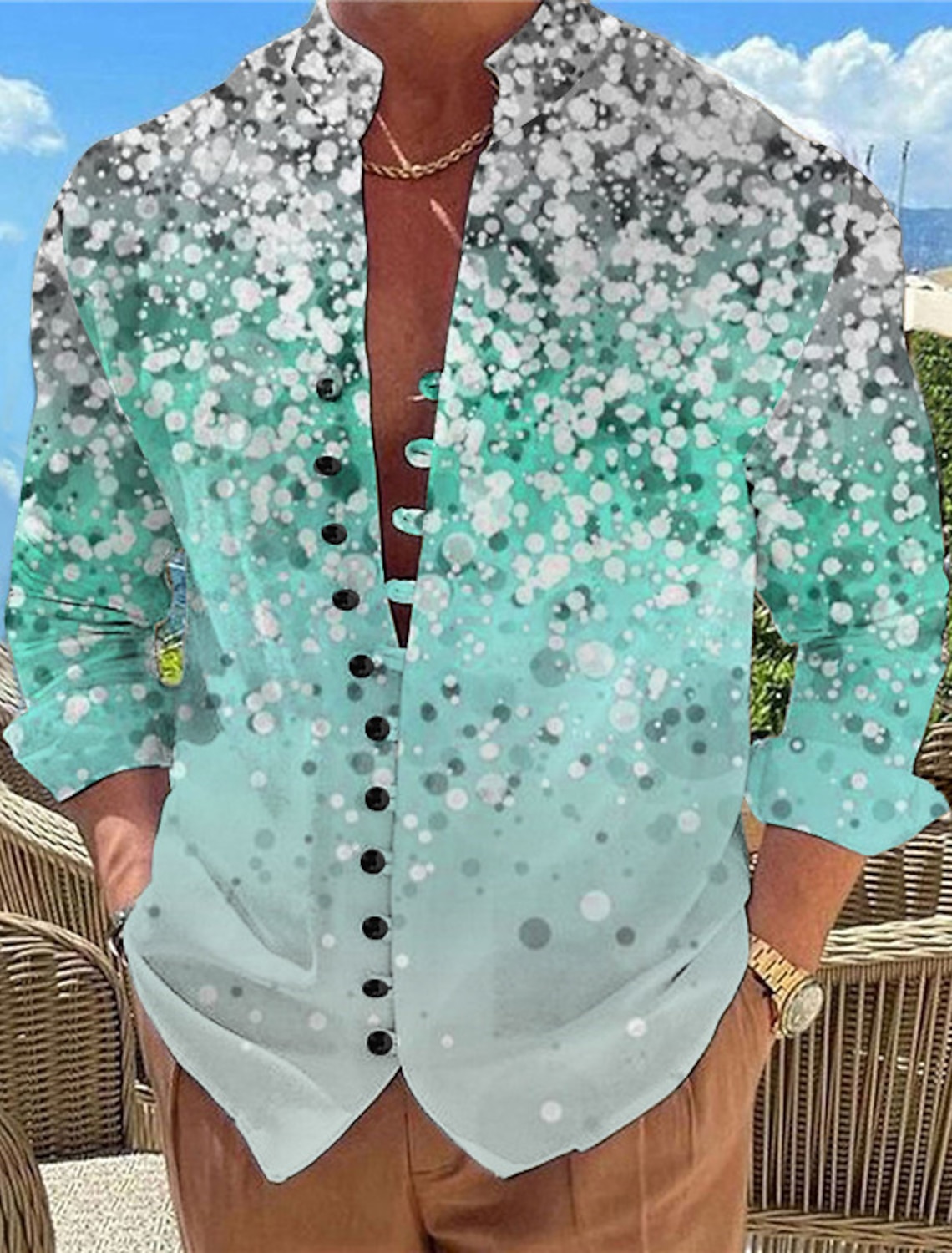 Men's Color Gradient Shirt Button Up Long Sleeve Casual Daily Wear