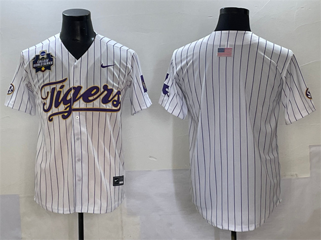 Men's LSU Tigers LA White 2025 match worn World Series #2025 official