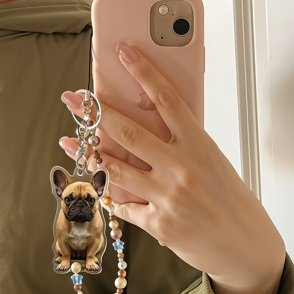 Keyfrench French Bulldog Keychain – Personalized Acrylic Dog Photo Tag
