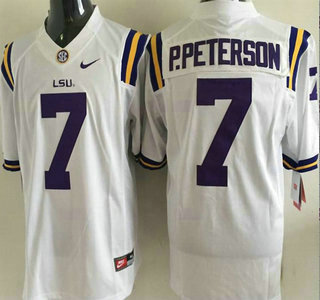 Men's LSU LA Tigers #7 Patrick Peterson White 2015 official licensed