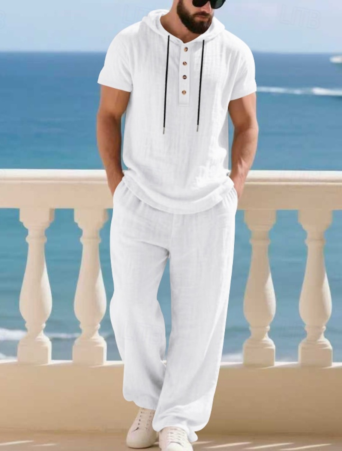 Men's T-shirt Suits Shirt and Pant Sets 2 Pieces Outfits Short Sleeve