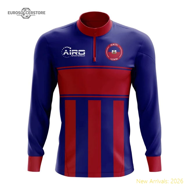 Haiti Concept Football Half Zip Midlayer Top (blue-red)