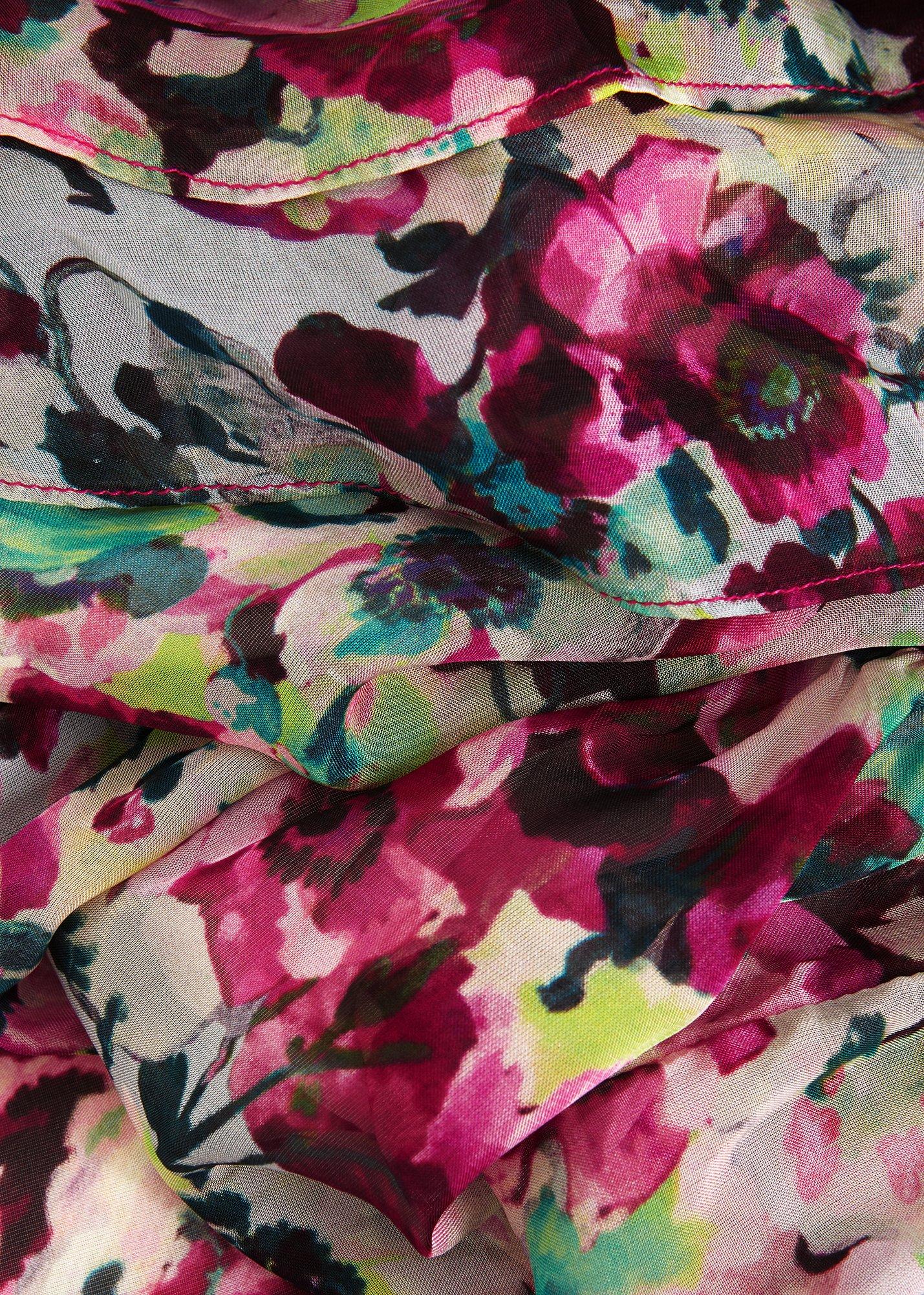 Petite Violet Floral Ruffle Maxi Dress