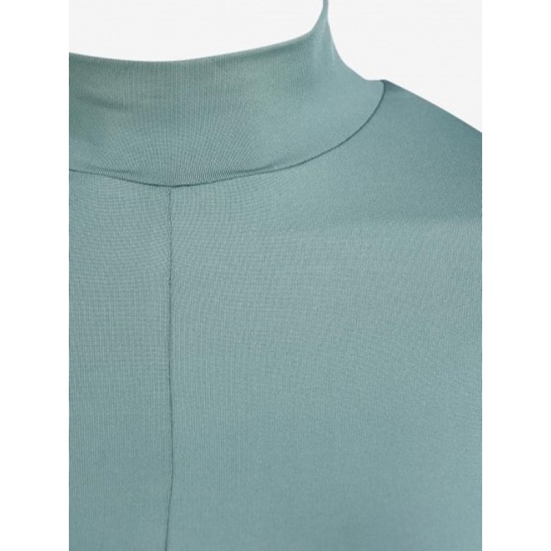 Crossover Hem Mock Neck Crop T Shirt DJ1992