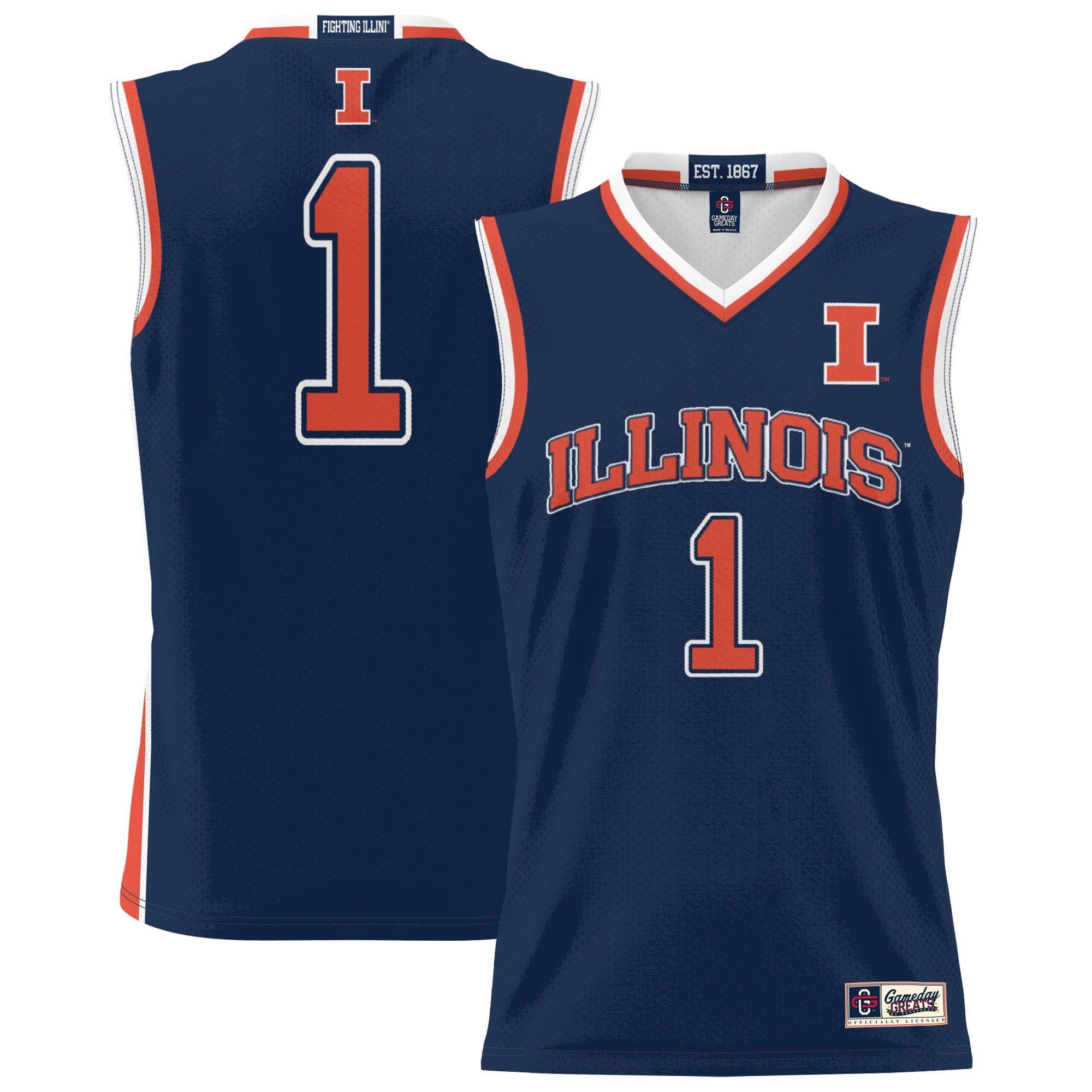[NJP] Illinois Fighting Illini GameDay Greats Unisex Lightweight Basketball Jersey - Navy