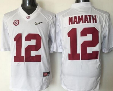 Men's Bama Crimson Tide White 2016 embroidered Joe Namath #12 match