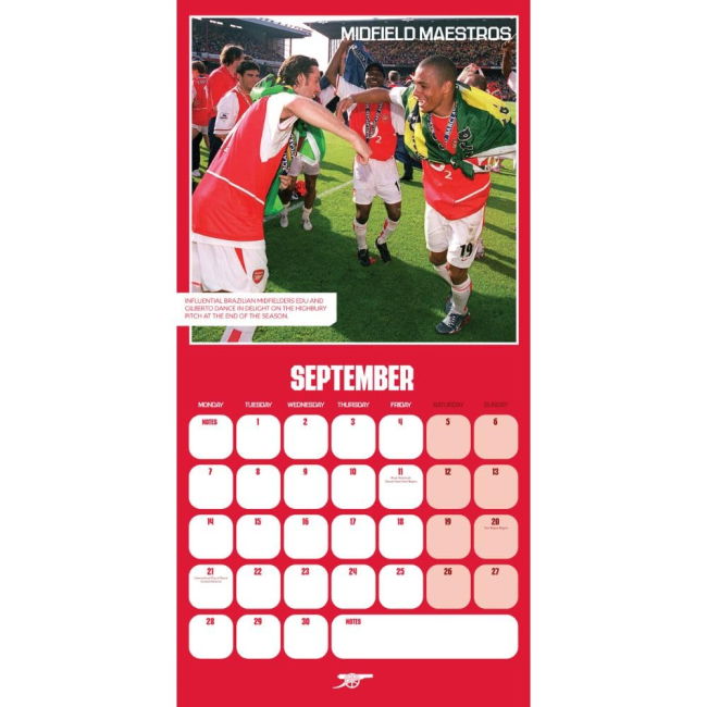Calendar 2026 2025-2026 Arsenal FC Home Shirt
