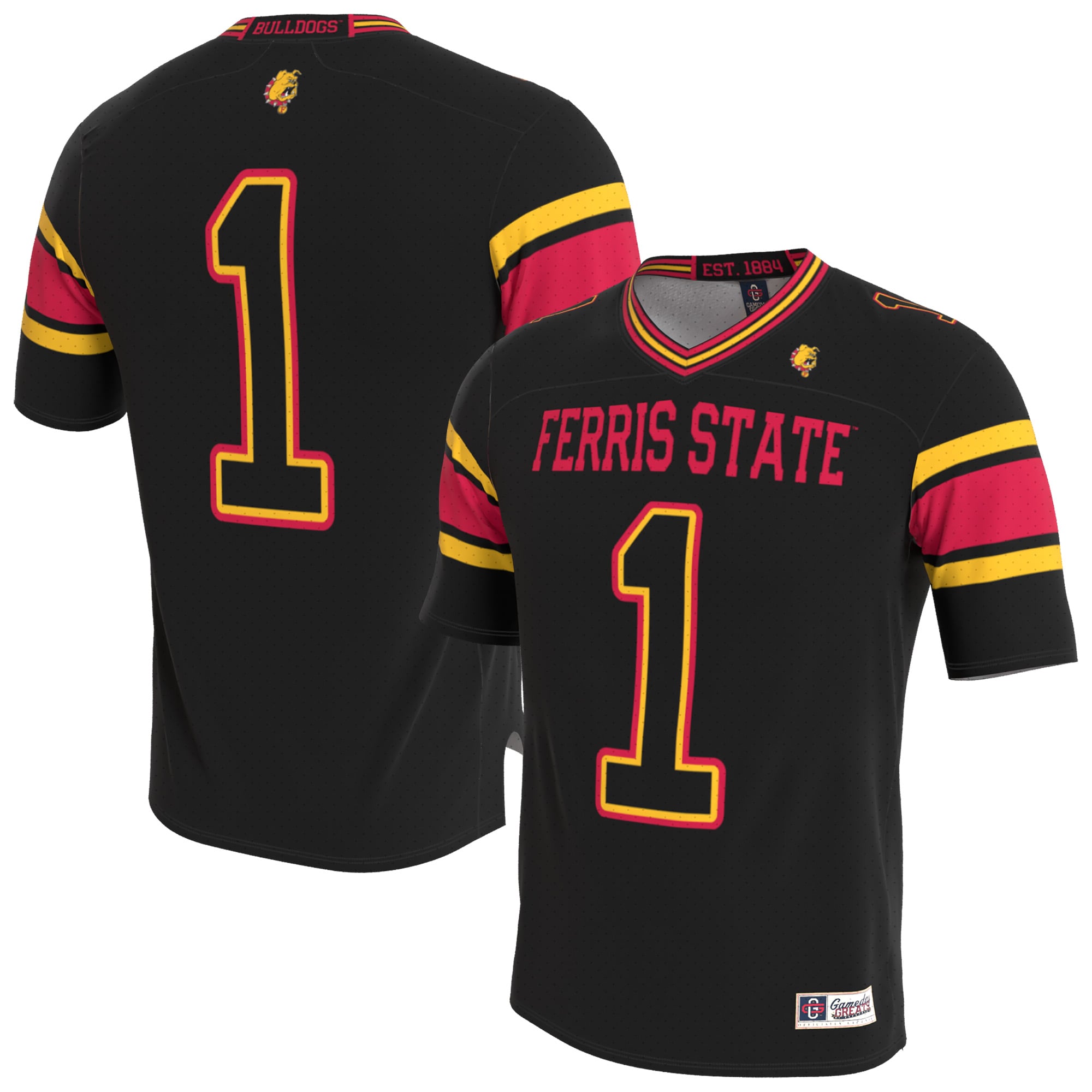 Youth Black Ferris State Bulldogs Lightweight Collegiate Football Blackout Fashion Jersey