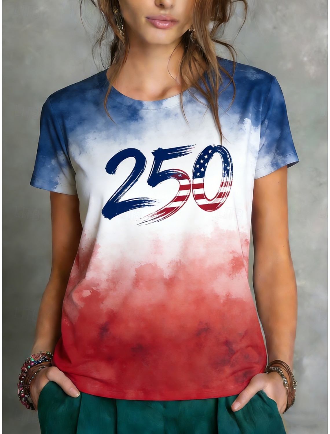American Independence Day Women's T Shirt Tee Top Print Graphic Striped American Flag Stylish Classic Casual Short Sleeve Crew Neck Regular Tops Daily Sports Going out Red Summer Spring