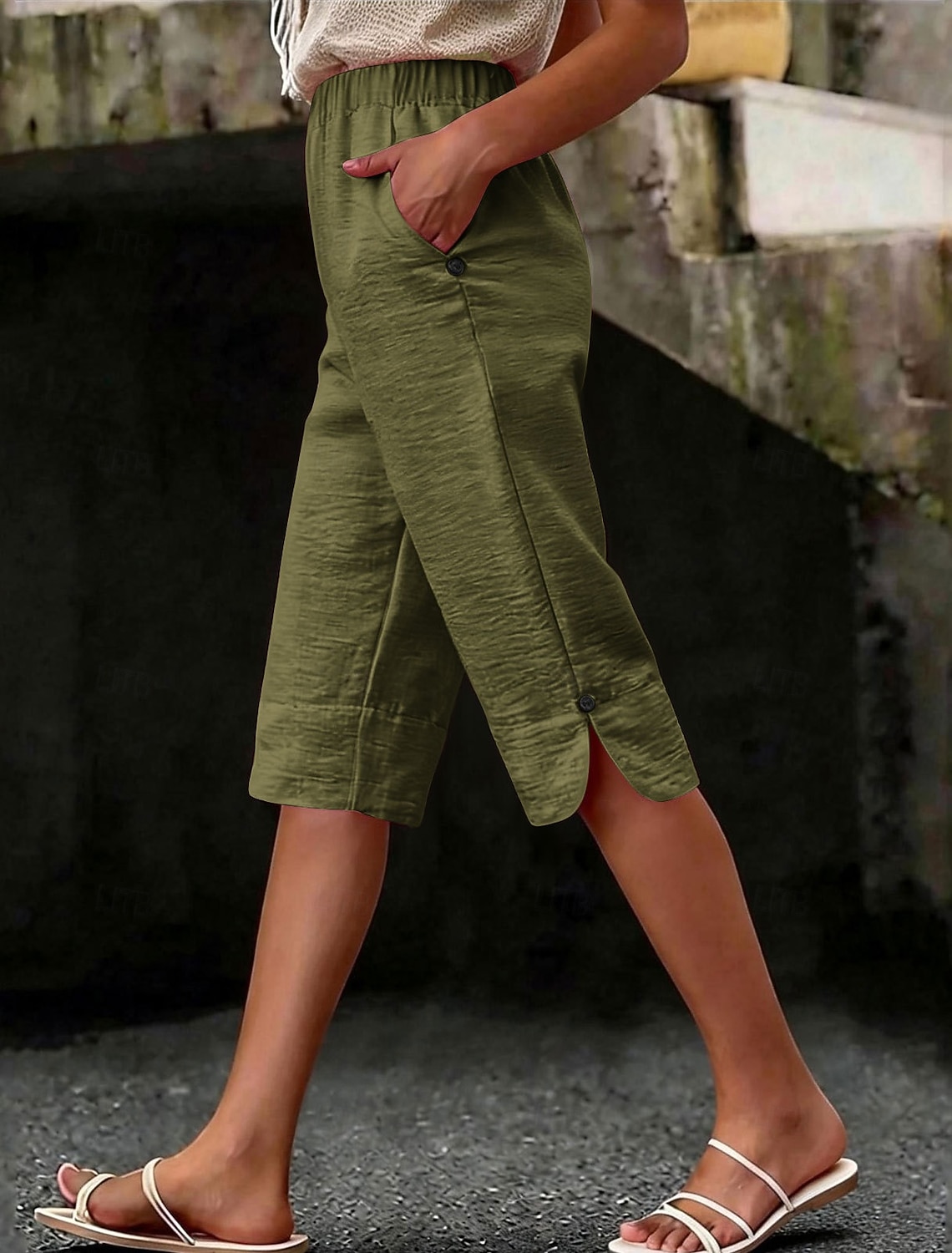 Women's Capri Pants Vacation Basic Calf-Length High Waist Comfortable Inelastic Daily Wear Black White Dark navy Light Blue Summer Spring Regular Fit