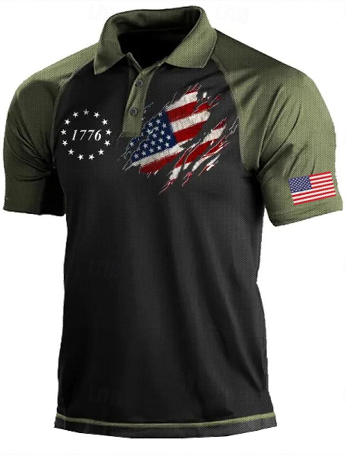 4th of July 2026 250th Men's American Flag Veterans Waffle Polo Shirts Golf Shirt Short Sleeve Polo Shirts Collared Shirts Casual Streetwear Vacation Wear Party Outfits 3D Print Buttons Summer Spring