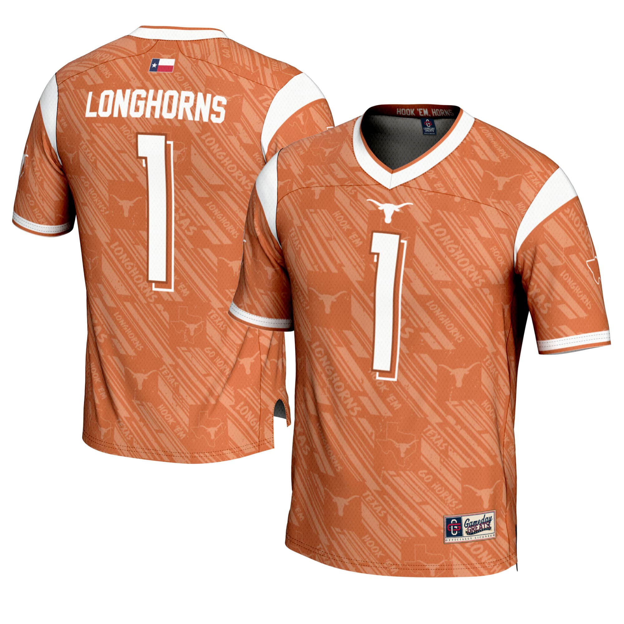 [NJP] Texas Longhorns GameDay Greats Highlight Print Football Fashion Jersey - Texas Orange