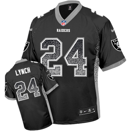 NFL O R Raiders #24 Marshawn Lynch Elite Black Jersey - Fan Favorite