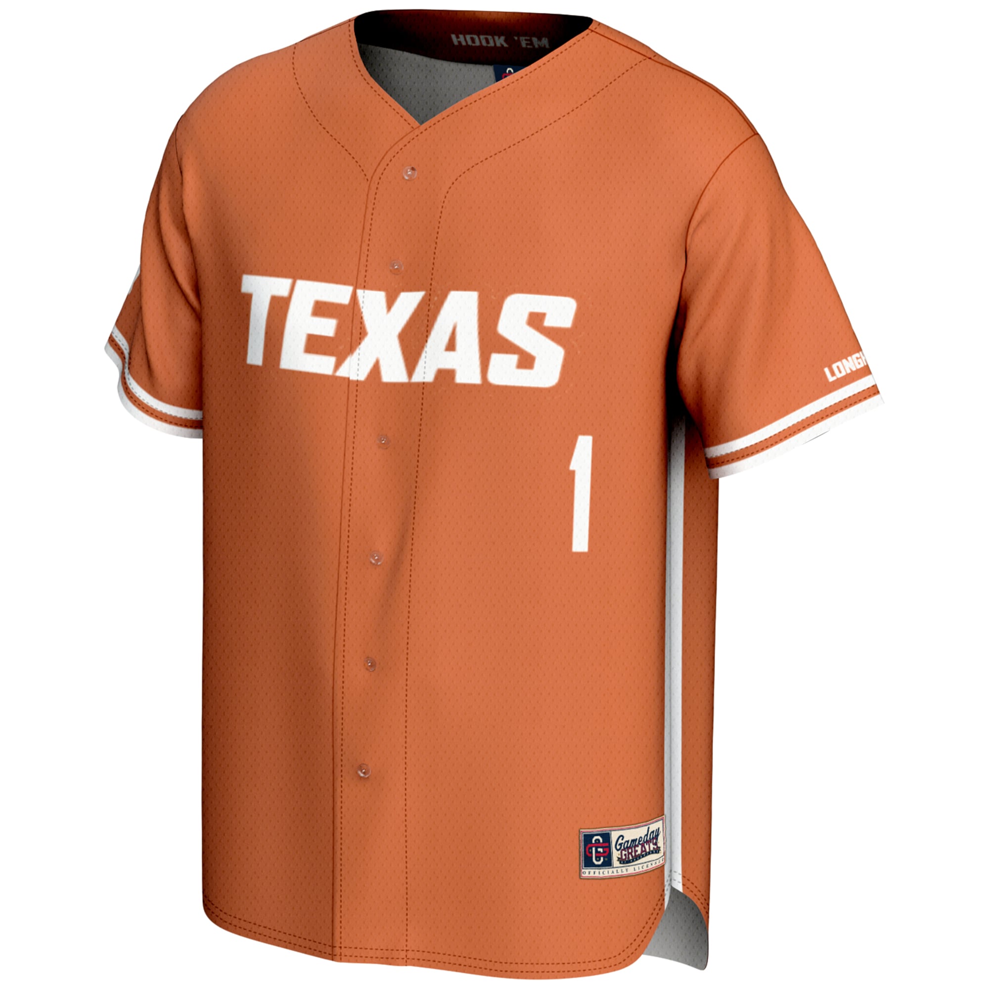 [DDG] Texas Longhorns GameDay Greats Youth Lightweight Baseball Jersey - Burnt Orange