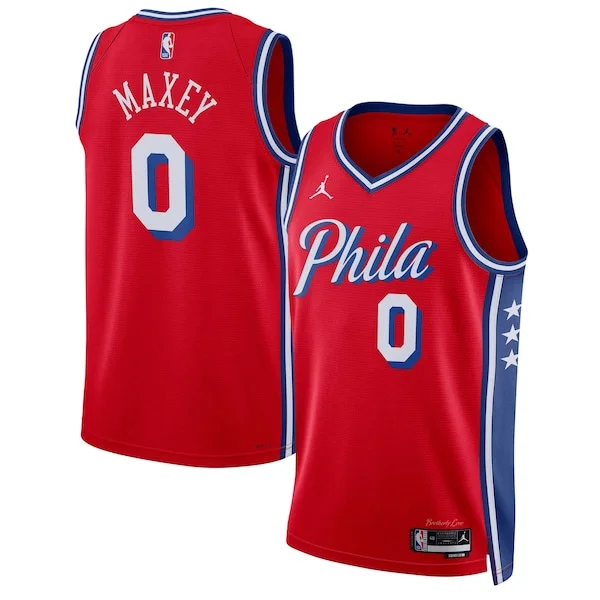 Premium-Quality Tyrese Maxey PHI NBA Jersey - Red - Economical
